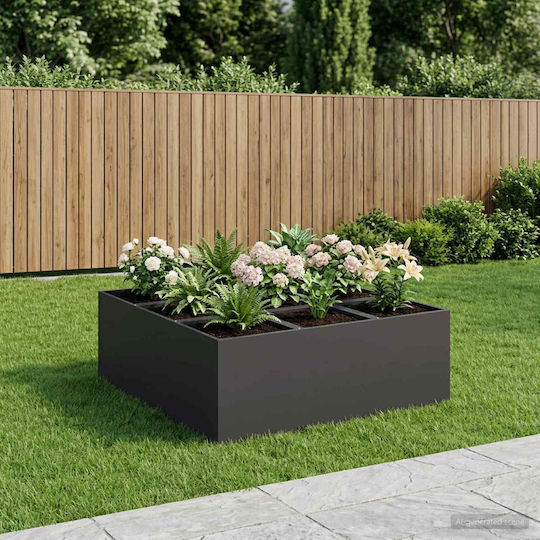 vidaXL Κήπου Γλάστρα Μεταλλική Μαύρο 100x100x40εκ.