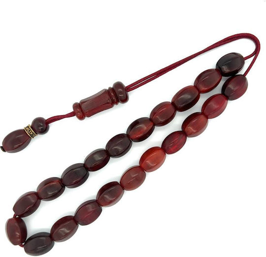 Kompologadiko Worry Beads with 21 Beads Made of Red Horn