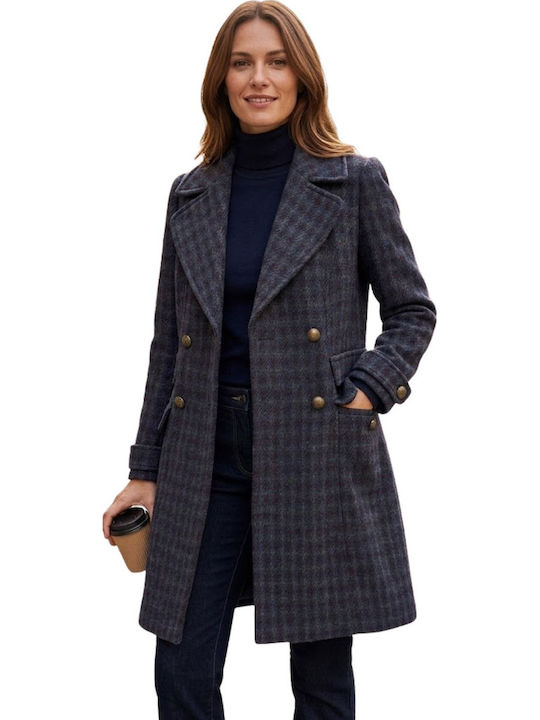 Women's Coat Naf Naf Aviviane Classic Double-breasted Houndstooth Wool Xs