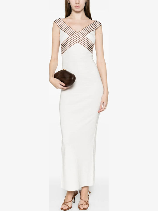 Elisabetta Franchi Πλεκτό Φόρεμα Βραδινό Λευκο Elisabetta Franchi Πλεκτό Φόρεμα Βραδινό Λευκο