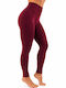 Training Women's Leggings High Waist & Push Up Burgundy Maroon