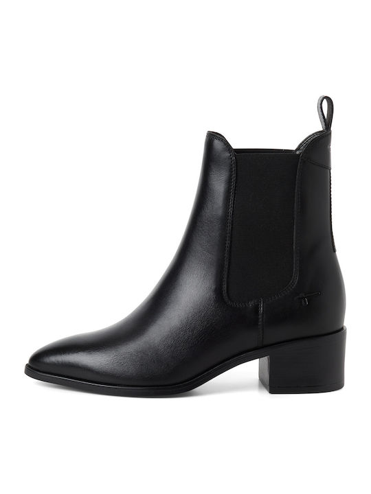 Leder Damen Chelsea-Stiefel Schwarz