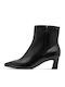 Leder Damen Stiefeletten Knöchel mit Mittelhohem Absatz Schwarz