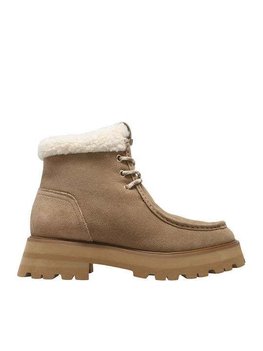 Leder Damen Stiefeletten Beige