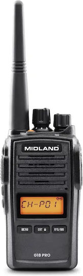 Midland G18 Pro NC Stație Radio Emisie Recepție Fără Fir PMR 0.5W cu Ecran Monocrom