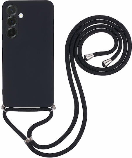 Hurtel Back Cover din Silicon cu Curea pentru Gât Negru (Galaxy A17Oppo A17)