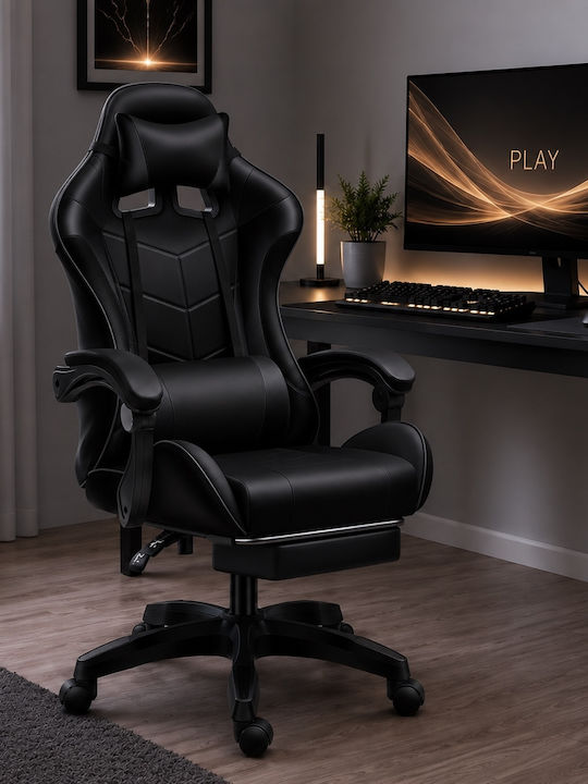GMC-010 Gaming Stuhl aus Künstlichem Leder mit Fußstütze Schwarze