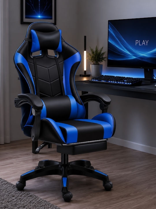 GMC-050 Gaming Stuhl Aus Künstliches Leder Mit Fußstütze Blau