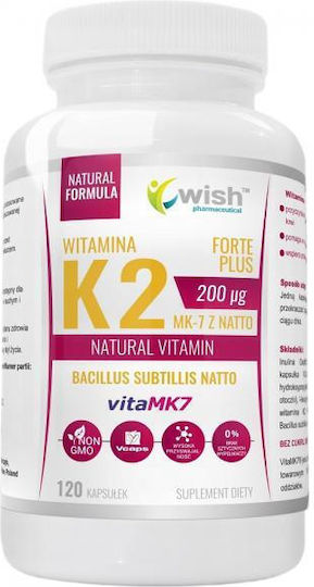 Wish Pharmaceutical Vitamin K2 Forte Plus Витамин за Здравето на Костите 120 Капсули