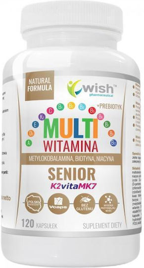 Wish Pharmaceutical Мулти-Витамин Комплекс Senior + Prebiotic Мултивитамини 120 Капсули