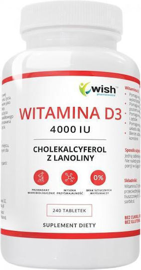 Wish Pharmaceutical Vitamin D3 4000IU Vitamin for Immune Support & Bone Health 240 Tablets