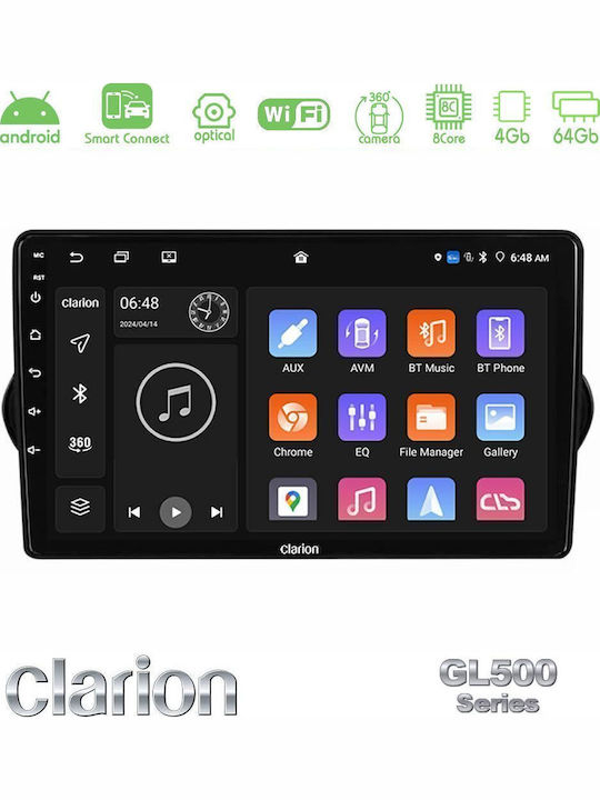 Clarion Sistem Audio Auto Pentru Fiat Tipo 2015-2022 Bluetooth USB Wi-Fi GPS Apple CarPlay Android Auto Cu Ecran Tactil 9