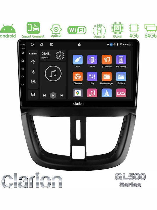 Clarion Car Audio System for Peugeot 207 2006-2012 Bluetooth USB WiFi GPS Apple CarPlay Android Auto with 9" Touch Screen