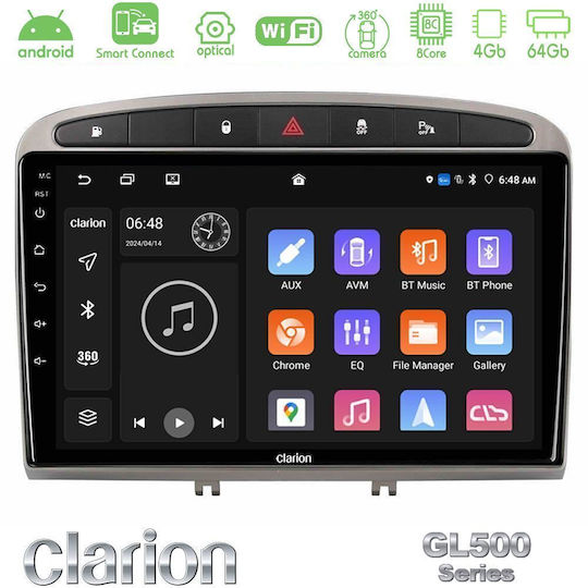 Clarion Ηχοσύστημα Αυτοκινήτου για Peugeot 308 / RCZ (Bluetooth/USB/WiFi/GPS/Apple-Carplay/Android-Auto) με Οθόνη Αφής 9"