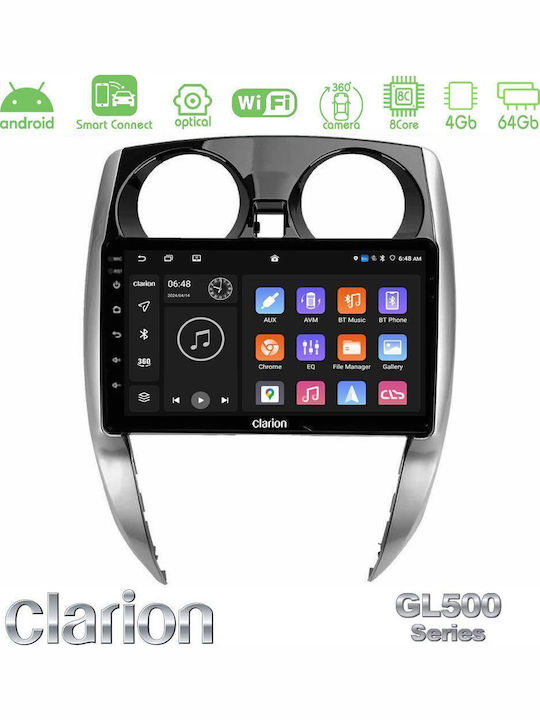 Clarion Car Audio System for Nissan Note 2013-2018 (Bluetooth/USB/WiFi/GPS/Apple CarPlay/Android Auto) with 10" Touch Screen