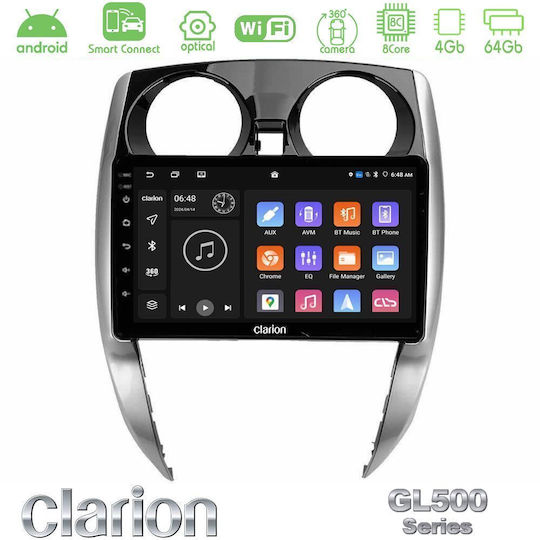 Clarion Car Audio System for Nissan Note 2013-2018 (Bluetooth/USB/WiFi/GPS/Apple CarPlay/Android Auto) with 10" Touch Screen