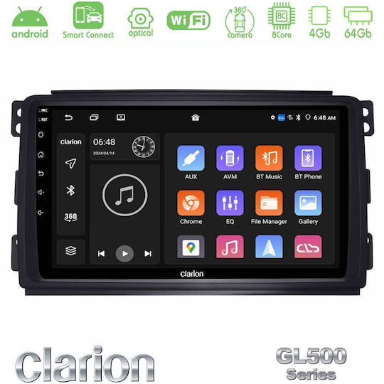 Clarion Ηχοσύστημα Αυτοκινήτου για Smart ForTwo 2007-2010 (Bluetooth/USB/WiFi/GPS/Apple-Carplay/Android-Auto) με Οθόνη Αφής 9"