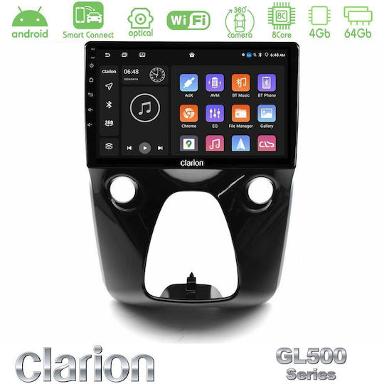 Clarion Car Audio System for Peugeot 108 / 107 Toyota Aygo Citroen C1 Bluetooth USB WiFi GPS Apple CarPlay Android Auto with 10" Touch Screen