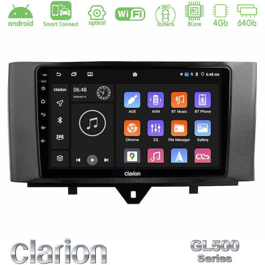 Clarion Ηχοσύστημα Αυτοκινήτου για Smart ForTwo (Bluetooth/USB/WiFi/GPS/Apple-Carplay/Android-Auto) με Οθόνη Αφής 9"