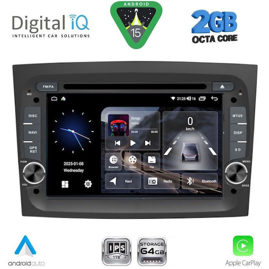 Digital IQ Автомобилна Аудио Система за Opel Combo Fiat Doblo (Bluetooth/USB/Wi-Fi/GPS/Apple CarPlay/Android Auto) с Touch Screen 7"