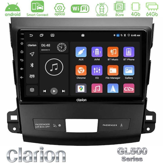 Clarion Car Audio System for Peugeot 4007 Mitsubishi Outlander Citroen C-Crosser Bluetooth USB WiFi GPS Apple CarPlay Android Auto with 9" Touch Screen