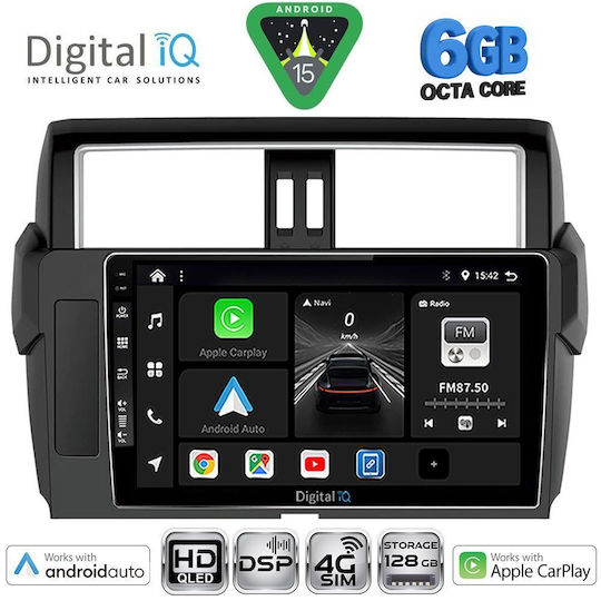 Digital IQ Car Audio System for Toyota Prado 2014-2017 Bluetooth USB WiFi GPS Apple CarPlay Android Auto with 10" Touch Screen