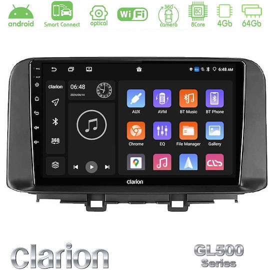 Clarion Car Audio System for Hyundai Kona 2018-2023 Bluetooth USB WiFi GPS Apple CarPlay Android Auto with 10" Touch Screen