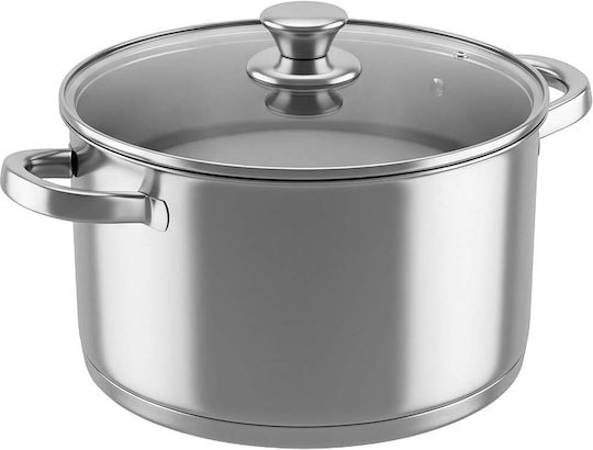 Swiss Haus Oală din oțel inoxidabil cu capac de sticlă 28 cm argintie