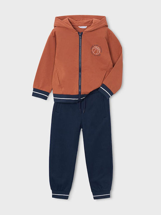 Mayoral Kids Sweatpants Set With Jacket Brown