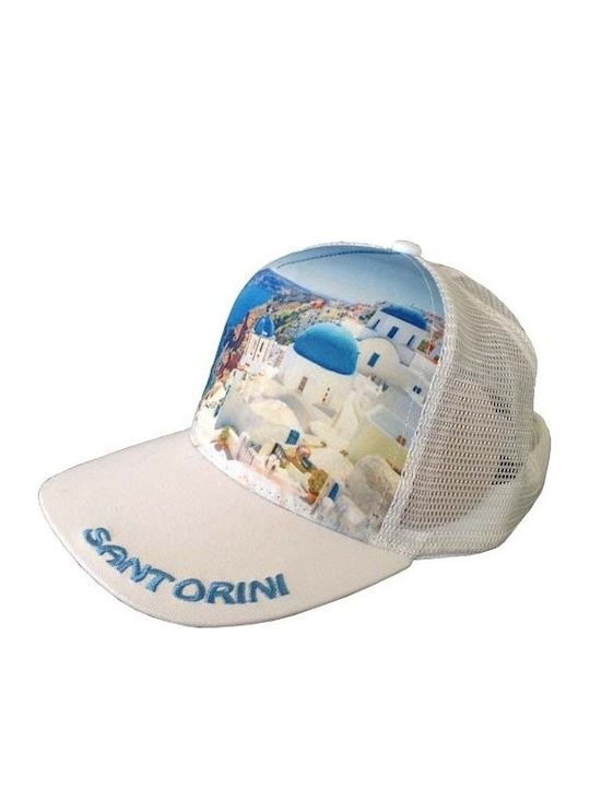 Atlantis Mesh Souvenir Hat Santorini Pentafyllo Jockey 100% Polyester White