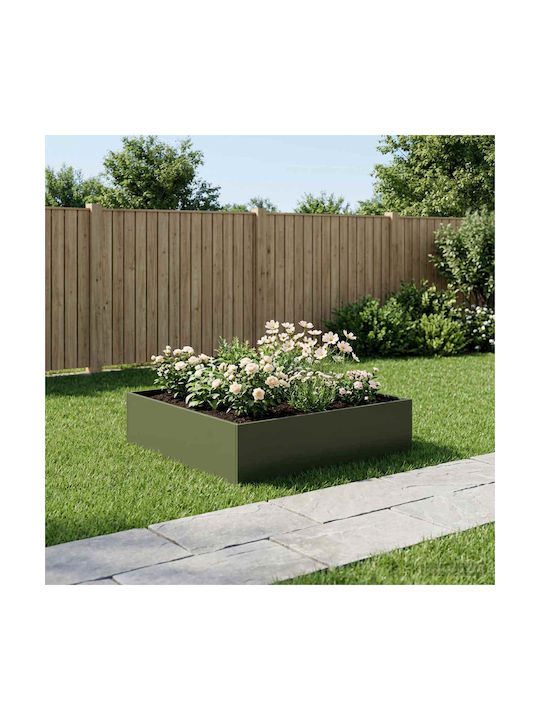 vidaXL Garden Metal Flower Pot Olive 100x100x30cm