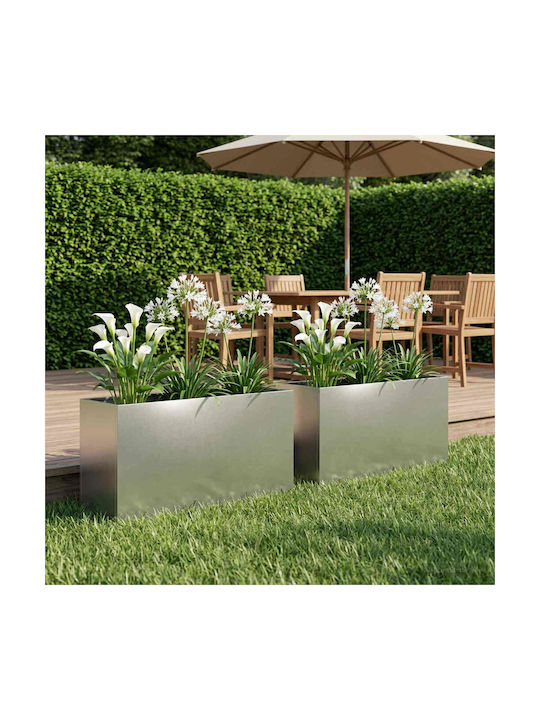 vidaXL Garden Set 2 Metallic Flower Pots Silver