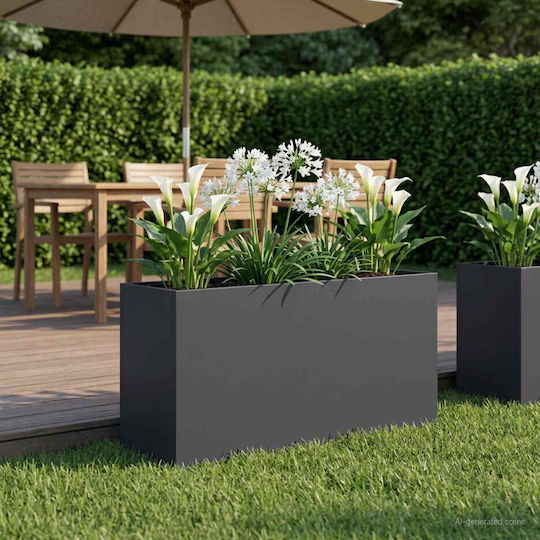 vidaXL Градинска Метална Саксия За Цветя Антрацит 100x30x40см