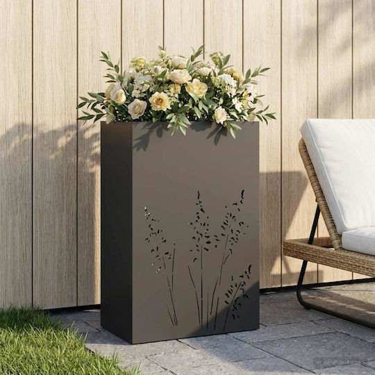 vidaXL Garten Pflanzgefäß Metallisch Schwarz 50x30x75cm