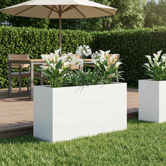 vidaXL Κήπου Γλάστρα Μεταλλική Λευκό 100x30x40εκ.