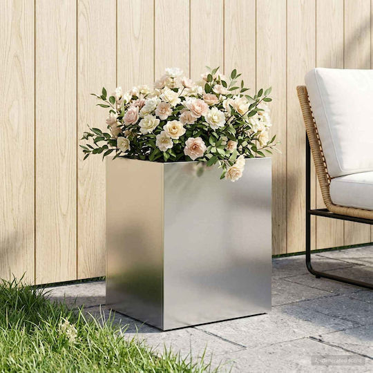 vidaXL Κήπου Ασημί Γλάστρα Μεταλλική Ασημί 40x30x50εκ.