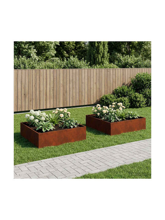 vidaXL Garden Set 2 Metallic Flower Pots Rusty