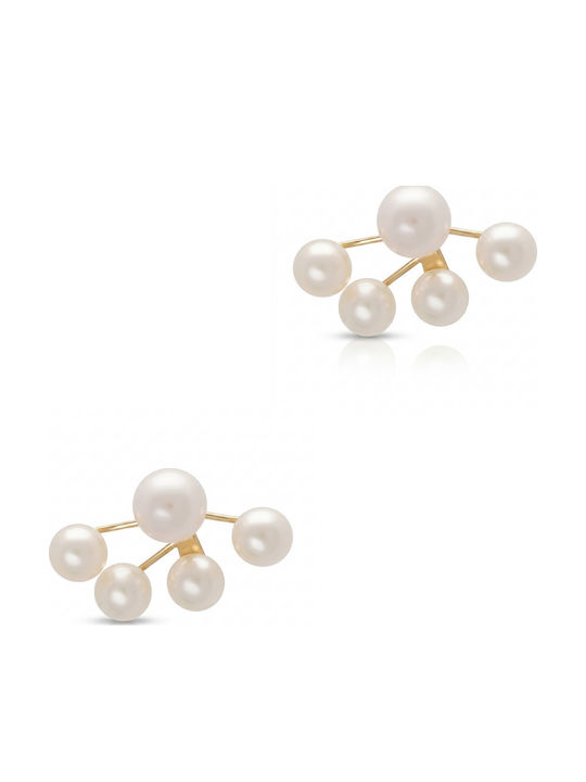 Kiriakos Gofas Earrings Gold 14K with Stones & Pearls