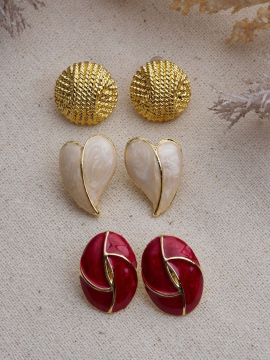 Heliophilia Silver Set Earrings Made of Gold Plated Silver Burgundy