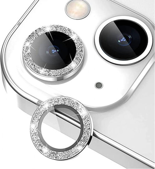 Protector Ring Glitter Протектор за Камера Tempered Glass Сребрист за iPhone 14 / 14 Plus