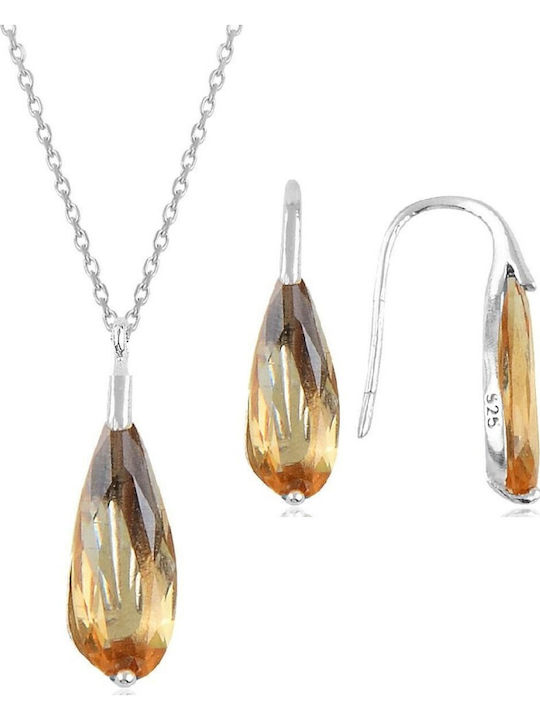 Heliophilia Silver Schmuckset mit Halskette & Ohrringe aus Silber