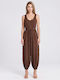 Women's Sleeveless One-piece Jumpsuit Brown