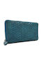 Large Leather Women's Wallet Turquoise