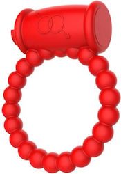 Mokko Toys Penis Ring Beaded Ring Vibrations Silicone Κόκκινο