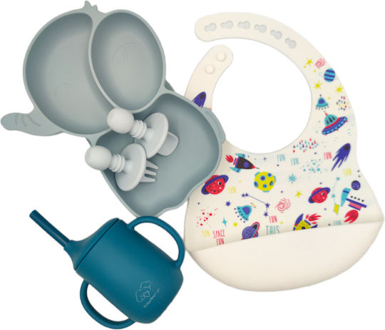 Baby Cloud Baby Cloud Baby- und Kinder-Essgeschirr aus Silikon Hellblau 5 Stück
