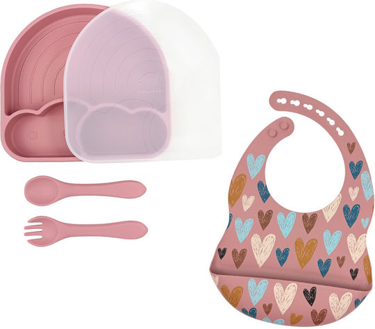Baby Cloud Rainbow Silicone Feeding Set Pink 2 Pieces