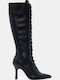 Wildleder Damenstiefel mit hohem Absatz Schwarz