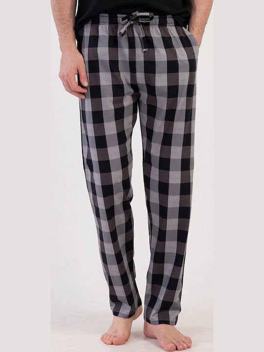 Vienetta Secret Plus Size Sommer Karierte Herrenpyjamas Graue Herrenpyjamas