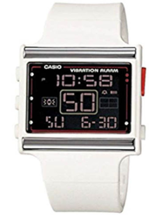 Casio Дигитален Мъжки Ръчен Часовник 36mm Автоматичен с Бяла Каучукова Каишка
