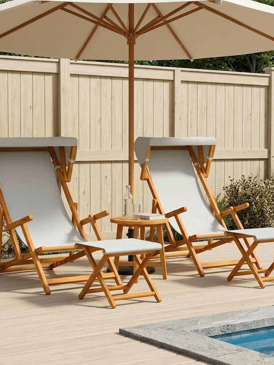 Outdoor Chair Wooden Cream With Cushion 4 Piece...